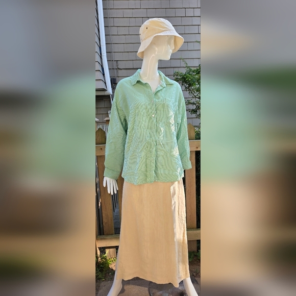 Agolde Wheat Coloured Long Linen Skirt. Summer Weight. Lg. - Picture 6 of 14